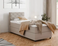 Diamaro 90x200 cm mit Bettkasten und Topper - Dunkelbeige