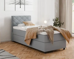 Diamaro 90x200 cm mit Bettkasten und Topper - Hellgrau