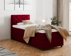 Diamaro 90x200 cm mit Bettkasten und Topper - Rot