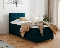 Diamaro 90x200 cm mit Bettkasten und Topper - Dunkeltürkis