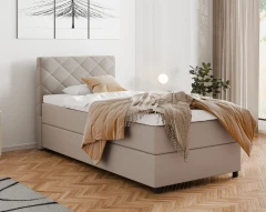 Diamaro 100x200 cm mit Bettkasten und Topper - Dunkelbeige