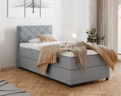 Diamaro 100x200 cm mit Bettkasten und Topper - Hellgrau