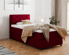 Diamaro 100x200 cm mit Bettkasten und Topper - Rot