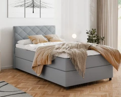 Diamaro 120x200 cm mit Bettkasten und Topper - Hellgrau