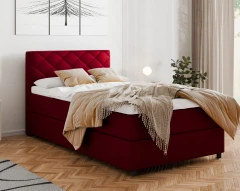 Diamaro 120x200 cm mit Bettkasten und Topper - Rot