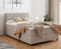 Diamaro 140x200 cm mit Bettkasten und Topper - Dunkelbeige
