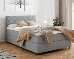 Diamaro 140x200 cm mit Bettkasten und Topper - Hellgrau