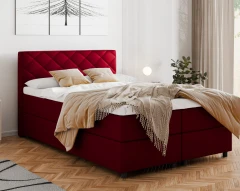 Diamaro 140x200 cm mit Bettkasten und Topper - Rot