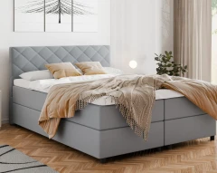 Diamaro 160x200 cm mit Bettkasten und Topper - Hellgrau