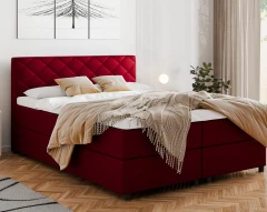 Diamaro 160x200 cm mit Bettkasten und Topper - Rot