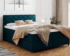Diamaro 160x200 cm mit Bettkasten und Topper - Dunkeltürkis