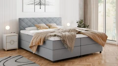 Diamaro 180x200 cm mit Bettkasten und Topper - Hellgrau