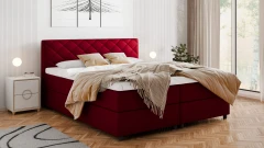 Diamaro 180x200 cm mit Bettkasten und Topper - Rot