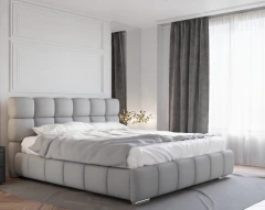Polsterbett BLISS 180x200cm mit Bettkasten - Grau (Bezug Raven 06)