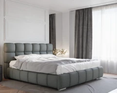 Polsterbett BLISS 180x200cm mit Bettkasten - Grau (Bezug Raven 10)
