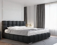 Polsterbett BLISS 180x200cm mit Bettkasten - Schwarz (Bezug Raven 18)