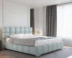 Polsterbett BLISS 180x200cm mit Bettkasten - Blau (Bezug Raven 80)