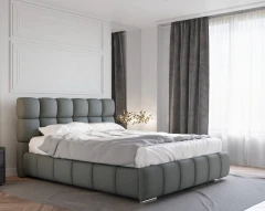 Polsterbett BLISS 160x200cm mit Bettkasten - Grau (Bezug Raven 10)