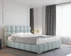 Polsterbett BLISS 160x200cm mit Bettkasten - Blau (Bezug Raven 80)