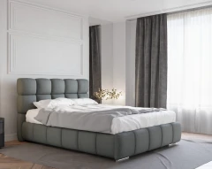 Polsterbett BLISS 140x200cm mit Bettkasten - Grau (Bezug Raven 10)
