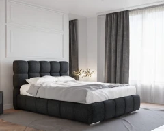 Polsterbett BLISS 140x200cm mit Bettkasten - Schwarz (Bezug Raven 18)
