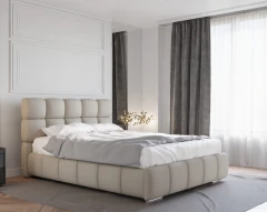 Polsterbett BLISS 140x200cm mit Bettkasten - Braun (Bezug Raven 30)