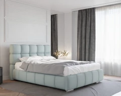Polsterbett BLISS 140x200cm mit Bettkasten - Blau (Bezug Raven 80)
