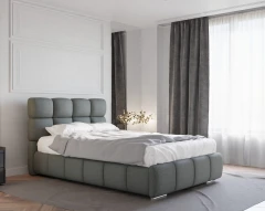 Polsterbett BLISS 120x200cm mit Bettkasten - Grau (Bezug Raven 10)