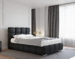 Polsterbett BLISS 120x200cm mit Bettkasten - Schwarz (Bezug Raven 18)
