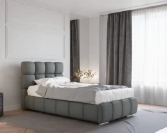 Polsterbett BLISS 100x200cm mit Bettkasten - Grau (Bezug Raven 10)