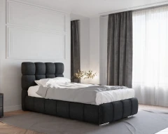 Polsterbett BLISS 100x200cm mit Bettkasten - Schwarz (Bezug Raven 18)