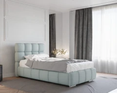 Polsterbett BLISS 100x200cm mit Bettkasten - Blau (Bezug Raven 80)