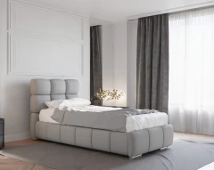 Polsterbett BLISS 90x200cm mit Bettkasten - Grau (Bezug Raven 06)