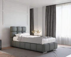 Polsterbett BLISS 90x200cm mit Bettkasten - Grau (Bezug Raven 10)