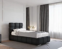 Polsterbett BLISS 90x200cm mit Bettkasten - Schwarz (Bezug Raven 18)