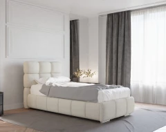 Polsterbett BLISS 90x200cm mit Bettkasten - Beige (Bezug Raven 22)
