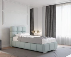 Polsterbett BLISS 90x200cm mit Bettkasten - Blau (Bezug Raven 80)