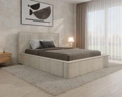 Polsterbett SANA – modernes Bett mit Bettkasten 140x200 Vanille