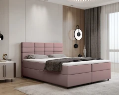REVE Boxspringbett 160x200 Stoff Rosa - Kronos 27