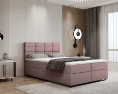 REVE Boxspringbett 140x200 Stoff Rosa - Kronos 27