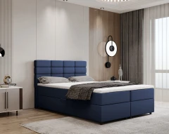 REVE Boxspringbett 140x200 Stoff Blau - Fancy 79