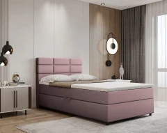 REVE Boxspringbett 120x200 Stoff Rosa - Kronos 27