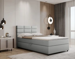REVE Boxspringbett 120x200 Stoff Hellgrau - Fancy 85