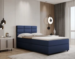 REVE Boxspringbett 120x200 Stoff Blau - Fancy 79