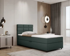REVE Boxspringbett 100x200 Stoff Grün - Faro 07
