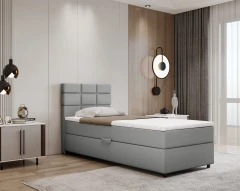 REVE Boxspringbett 90x200 Stoff Hellgrau - Fancy 85