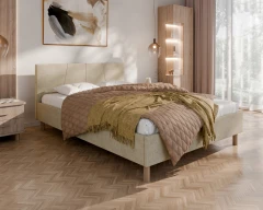 Polsterbett ALMORE Elegantes Polsterbett - Beige, Aston 02, 140x200
