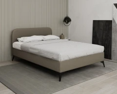 MAVILO 140x200cm, Polsterbett, Doppelbett, Stoff Braun - Raven 30