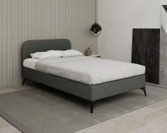 MAVILO 120x200cm, Polsterbett, Komfortbett, Einzelbett, Stoff Grau - Raven 10