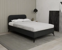 MAVILO 120x200cm, Polsterbett, Komfortbett, Einzelbett, Stoff Schwarz - Raven 18